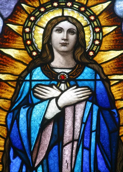 Virgen María Vidrieras — Foto de Stock