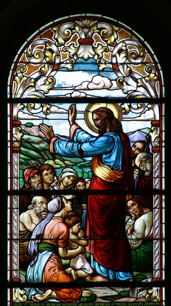 Sermon on the Mount, stained glass