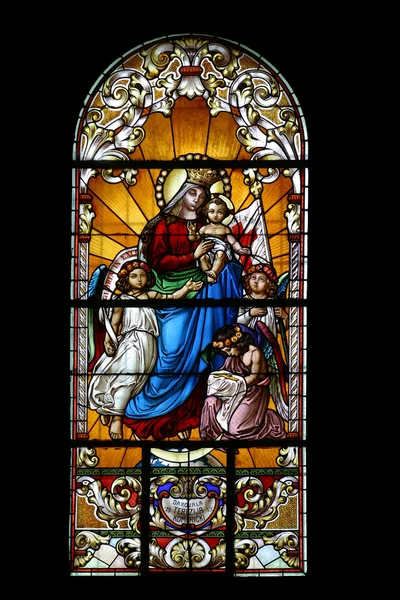 Panny Marie s baby jesus a andělé — Stock fotografie
