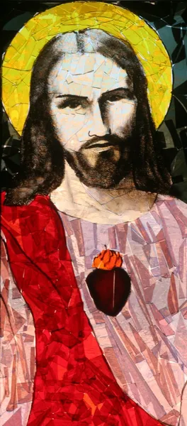 Heliga Hjärtat Jesus Målat Glas — Stockfoto