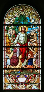 Jesus, Friend of Little Children, stained glass clipart