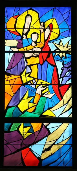 基督降生的场景 彩绘玻璃 — 图库照片