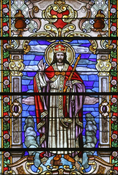 Kristus Konungen Målat Glas — Stockfoto