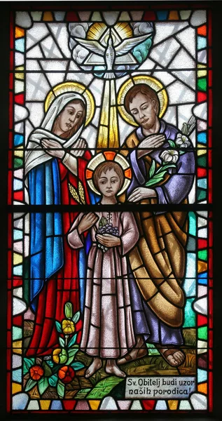 Heilige Familie Glasmalerei — Stockfoto