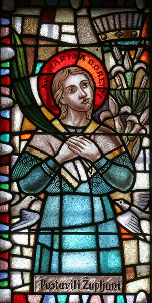 Saint Maria Goretti Målat Glas — Stockfoto