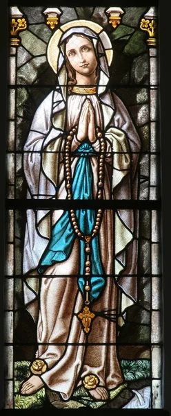 Jungfrau Maria Glasmalerei — Stockfoto