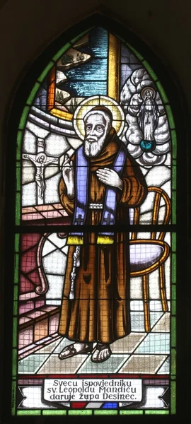 Saint Leopold Mandic Stained Glass — Stock Photo, Image