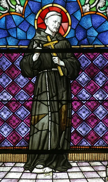 Sint Franciscus Van Assisi Gebrandschilderd Glas — Stockfoto