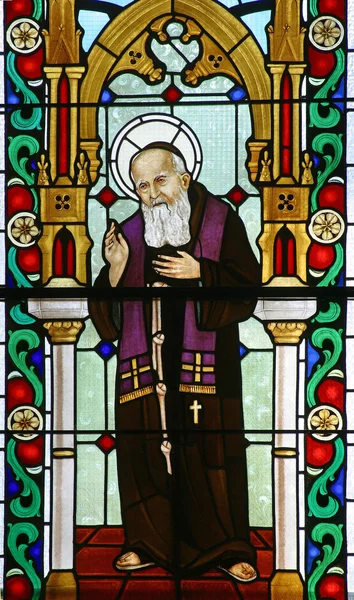 Saint Leopold Mandic Stained Glass — Stock Photo, Image