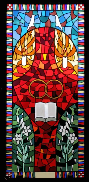 Huwelijk, zeven sacramenten, gekleurd glas — Stockfoto