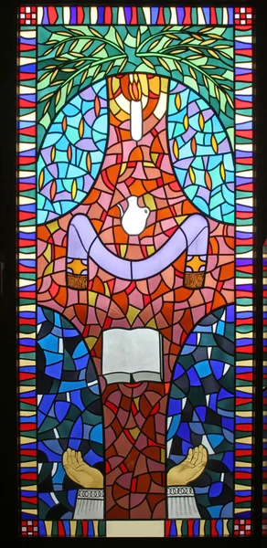 Krankensalbung Sieben Sakramente Glasmalerei — Stockfoto