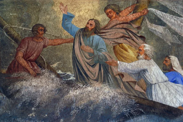 Jezus ucisza burzę na morzu — Zdjęcie stockowe
