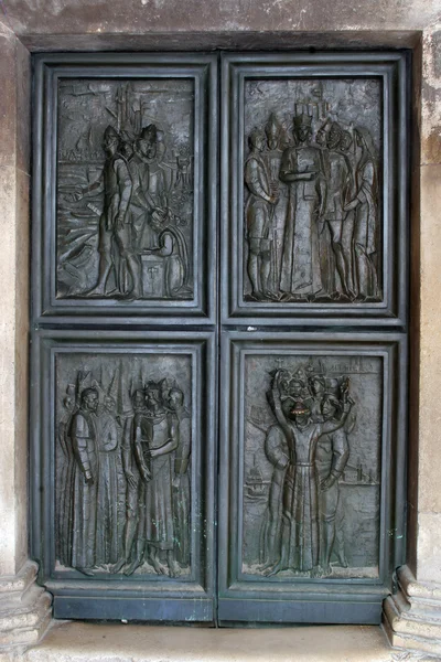 Porta Della Cattedrale San Giacomo Patrimonio Mondiale Unesco Sibenik Croazia — Foto Stock