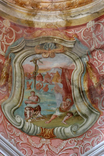 Fresco schilderijen in de oude kerk — Stockfoto