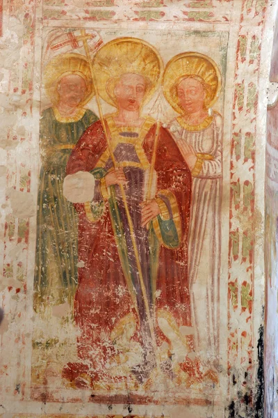 Pinturas al fresco en la antigua iglesia —  Fotos de Stock