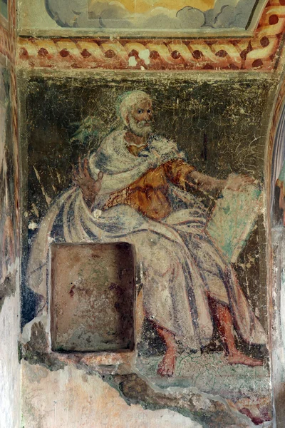 Pinturas frescas na igreja velha — Fotografia de Stock