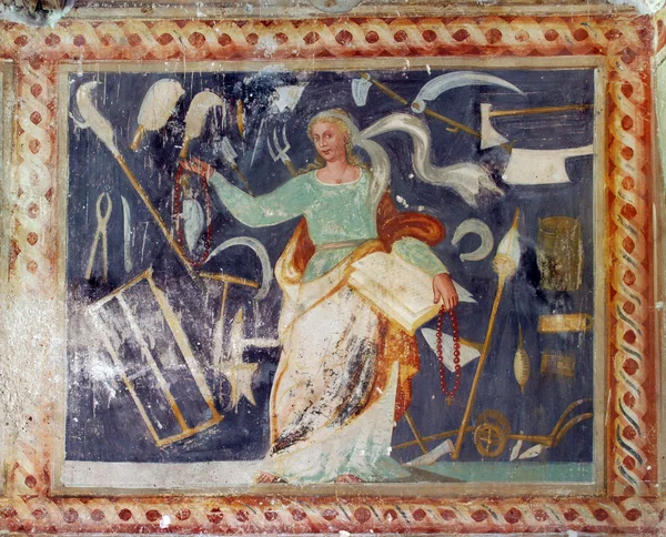 Pinturas al fresco en la antigua iglesia — Foto de Stock