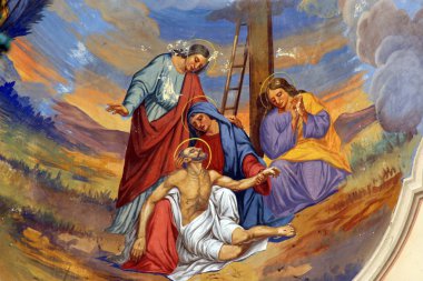 Jesus' body is removed from the cross clipart