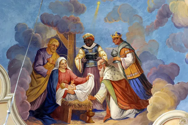 Krippe, Anbetung der Heiligen Drei Könige — Stockfoto