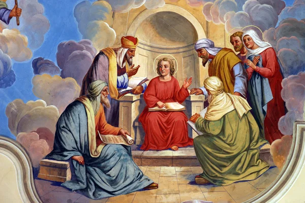 Kaksitoista vuotta vanha Jeesus temppelissä — kuvapankkivalokuva
