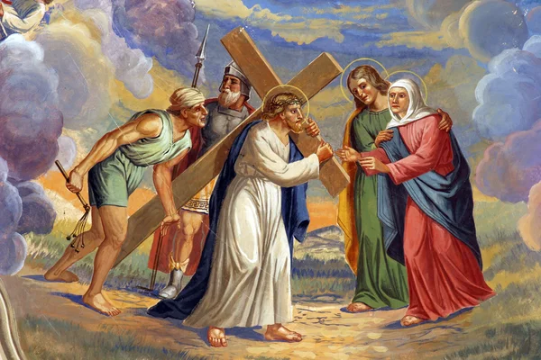 Σταθμό του σταυρό, ο Ιησούς συναντάει τη μητέρα του — Φωτογραφία Αρχείου