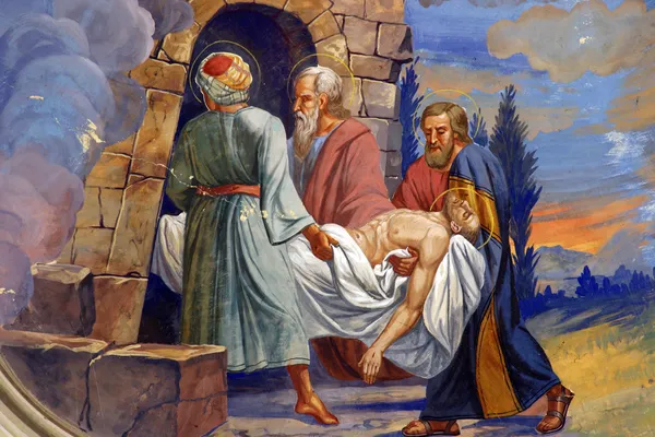 Jesus wird ins Grab gelegt — Stockfoto