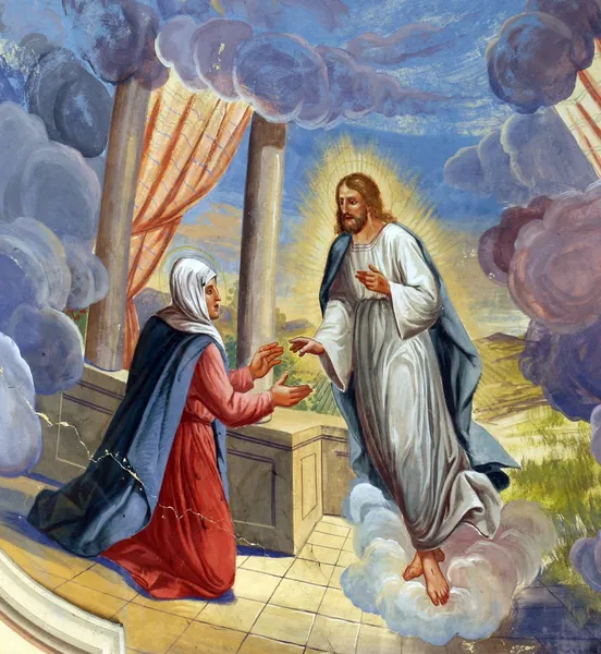 Иисус обращается к Марии — стоковое фото