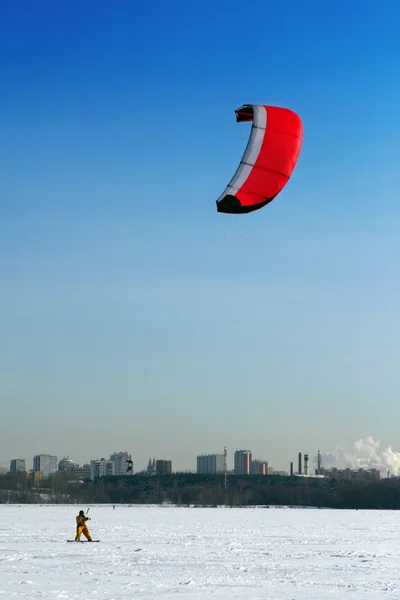 stock image Winter kite surfing on ice