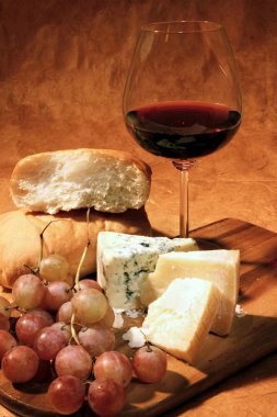 Red wine and cheese clipart