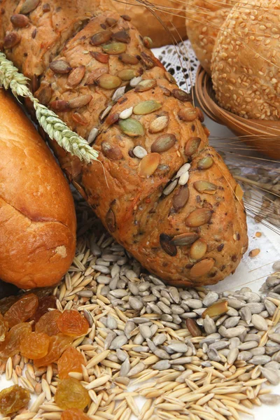 Bread with different seeds — Stock Photo, Image