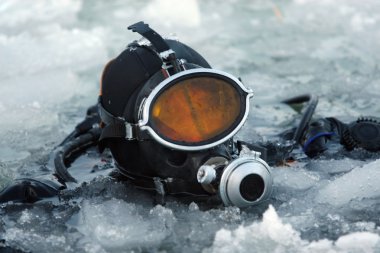 Diver among the ice clipart