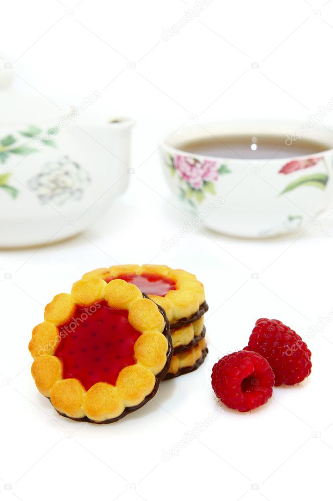 Jam cookies and tea