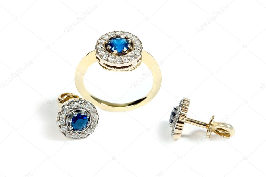 Sapphire ring and earrings
