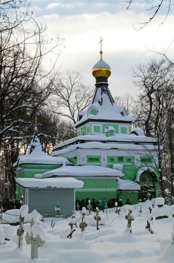 Church in a cemetery clipart