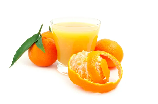 Gyümölcslé Egy Mandarin Egy Fehér Háttér — Stock Fotó
