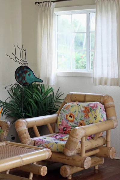Room Interior Tropical Resort Comforable Bamboo Furniture — Stock Photo, Image