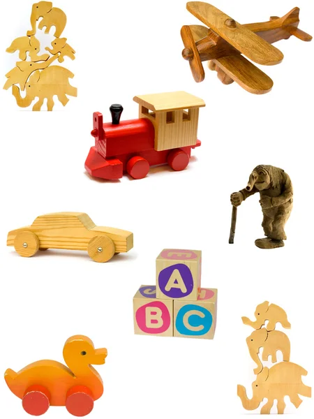 Collezione di giocattoli in legno Foto Stock