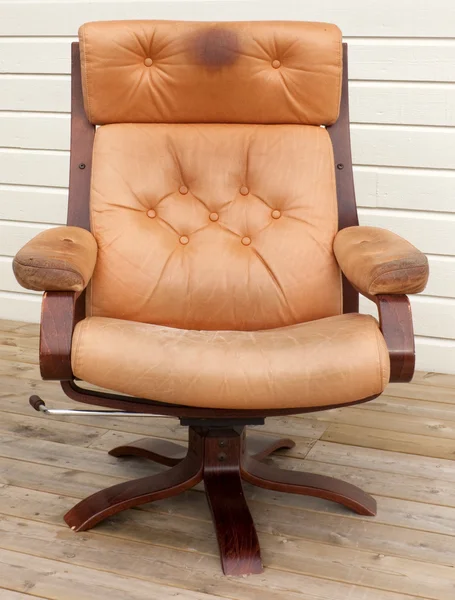 stock image Worn leather recliner chair