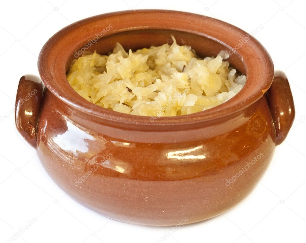 Sauerkraut in a clay pot
