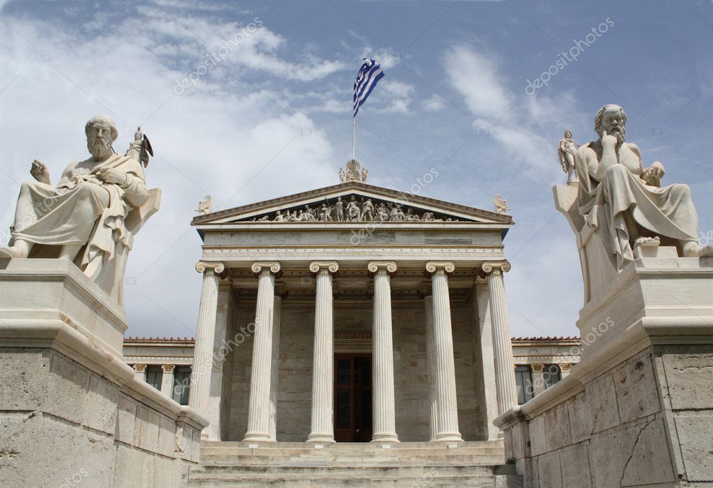 Athena Goddess Statue In Front Of Academy Of Athens Greece Stock