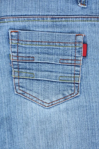 Blue jeans back pocket — Stock Photo, Image