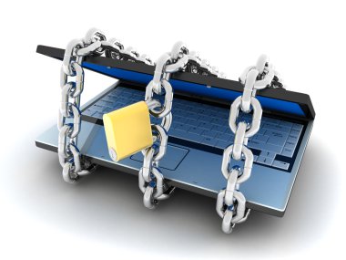 Laptop and lock clipart