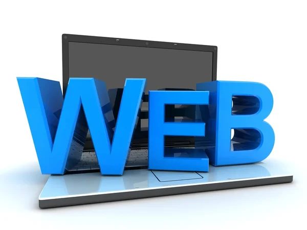 Laptop e web — Fotografia de Stock