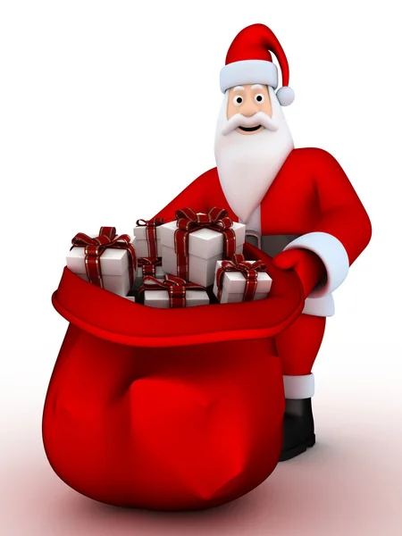 Babbo Natale e regalo — Foto Stock