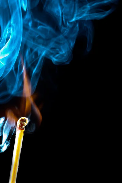 Ignition of match with smoke — Stock Photo, Image