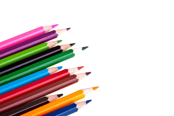 Crayons coloridos - completamente isolado em fundo branco, muito — Fotografia de Stock
