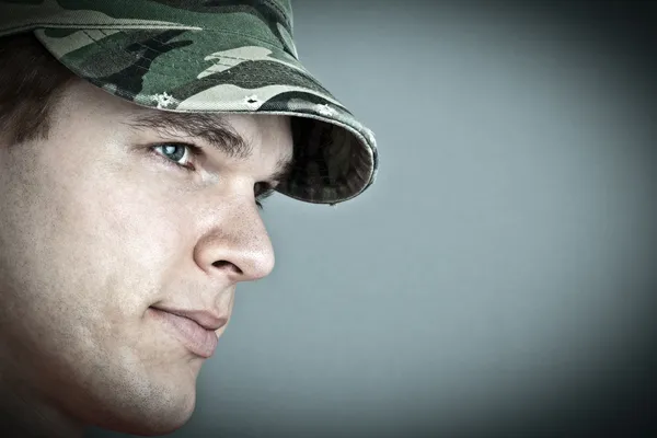 stock image Fashion Model with destroyed army cap