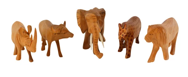 African big 5 in wood — Stock Photo, Image