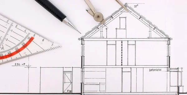 Bauzeichnung eines Hauses — Stockfoto