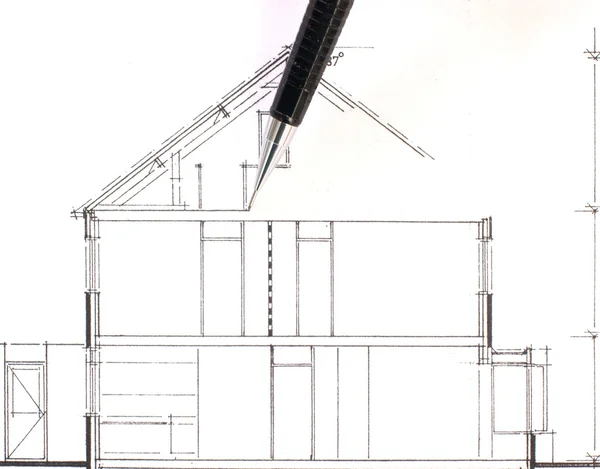 Tekening van een huis, in werk — Stockfoto